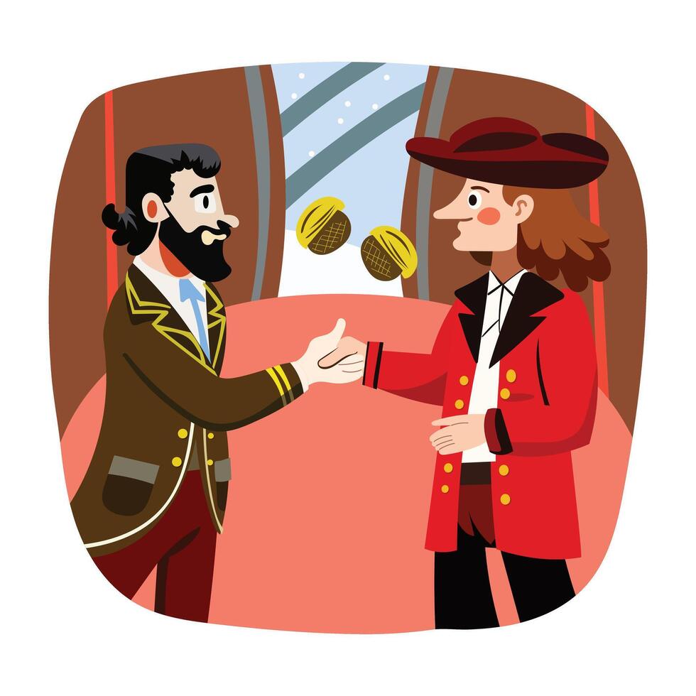 A flat style illustration of coin toss vector