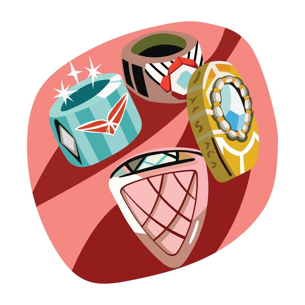 Championship rings illustration in flat style vector