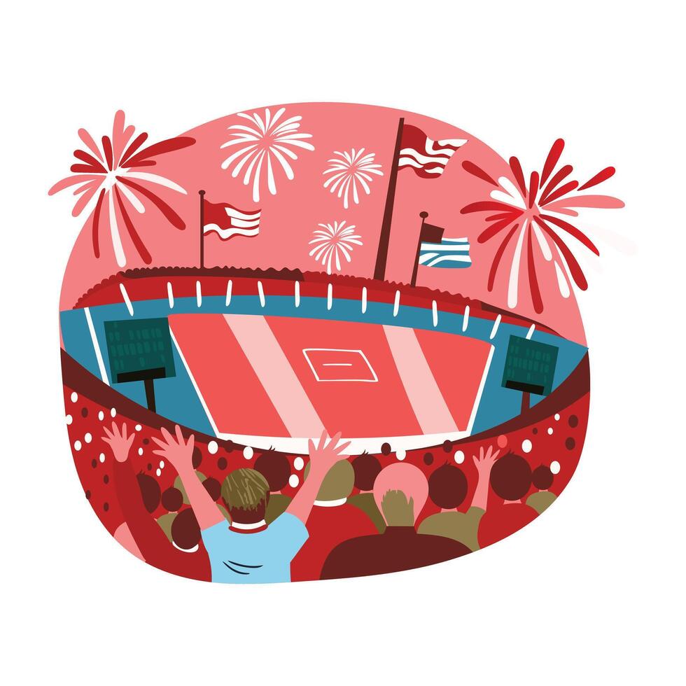 Exited fans illustration in fat style vector