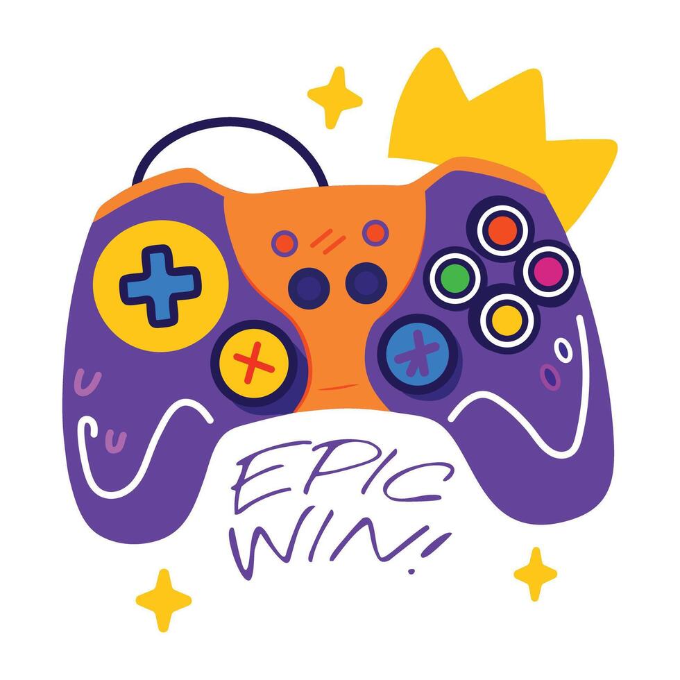 Epic win sticker in flat style vector