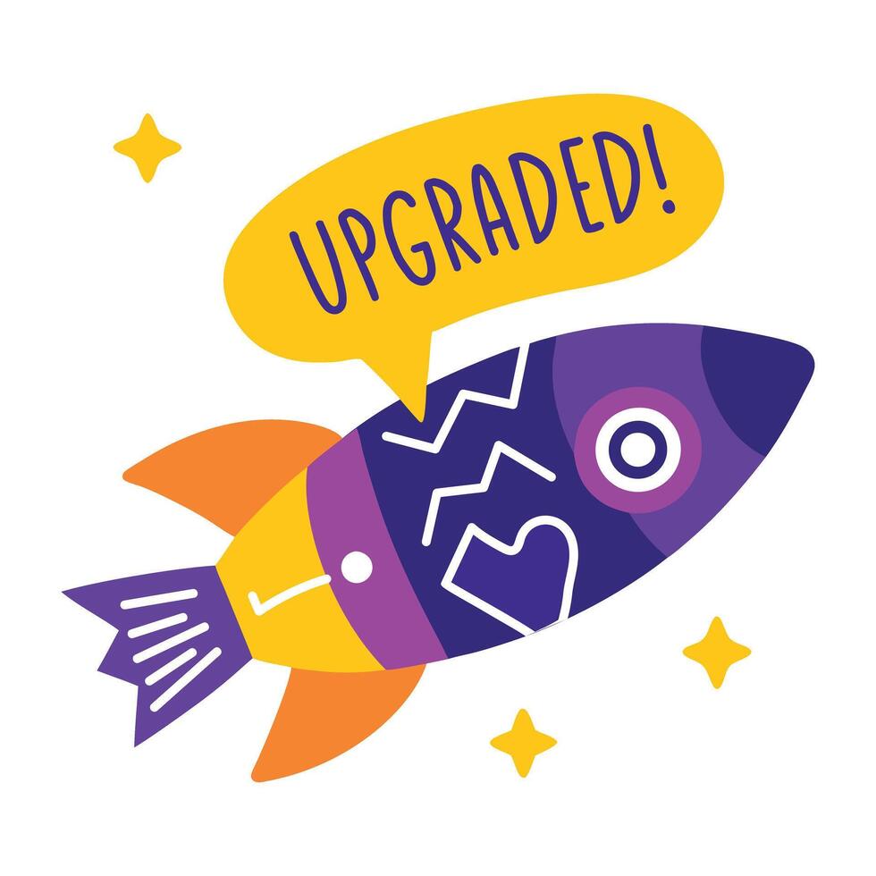 Upgraded sticker in comic style vector