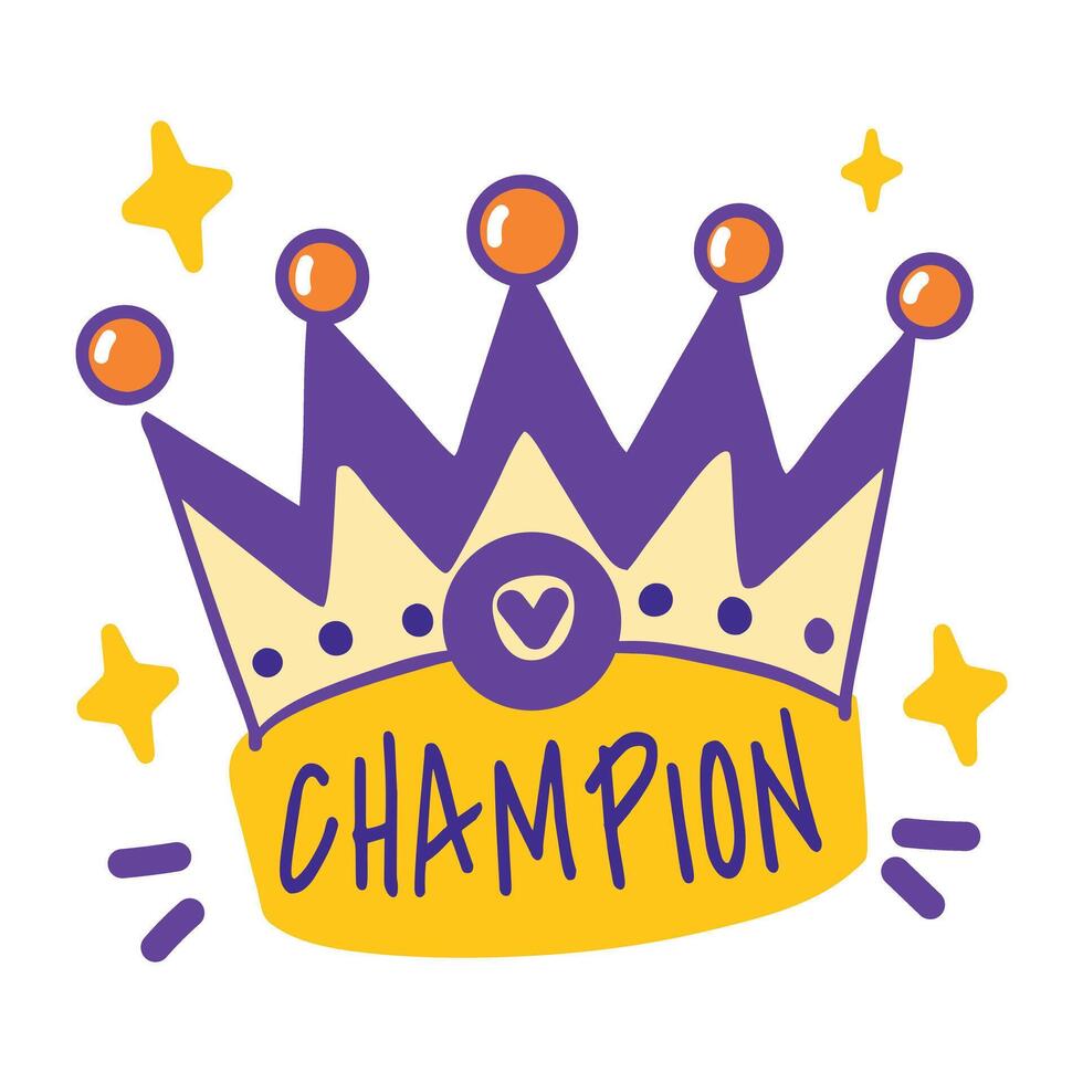 Champion sticker in cartoon style vector
