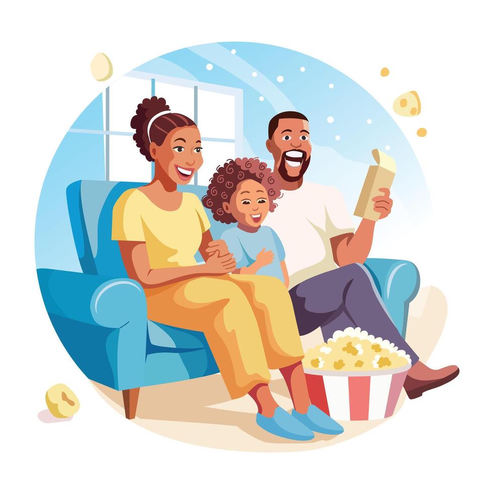 A couple enjoy romantic sunset, a flat style illustration vector