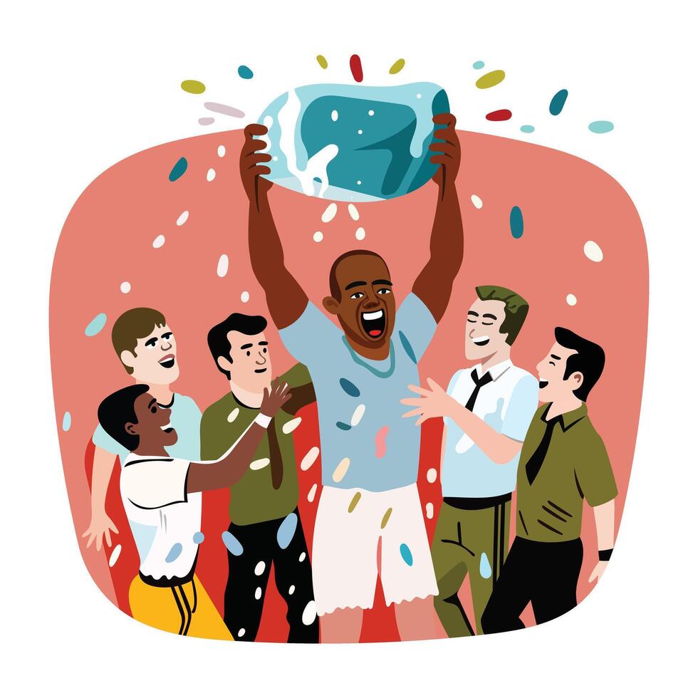 Exited fans illustration in fat style vector