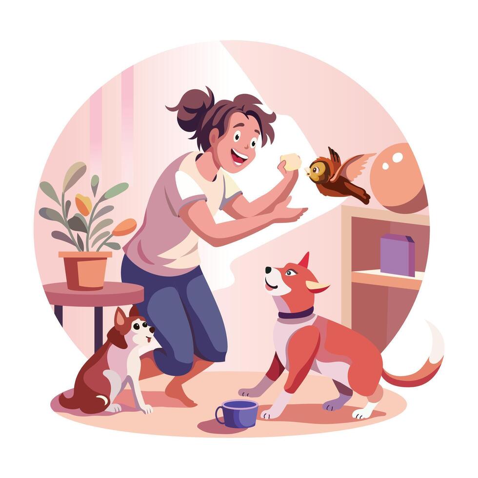 Joyful Activities Flat Style Illustrations vector