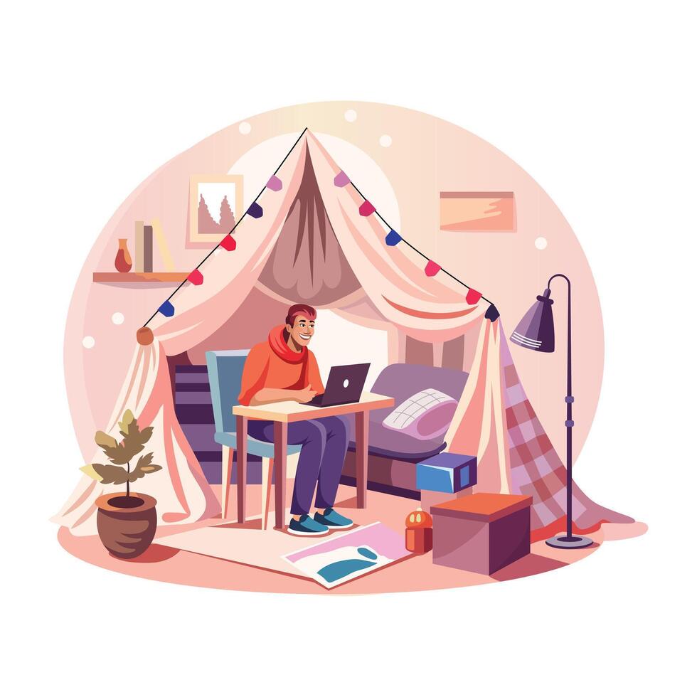 Daily Lifestyle Flat Style Illustrations vector