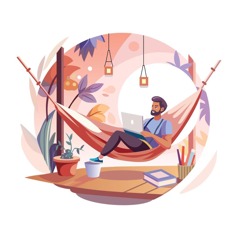 Camping illustration in flat style vector