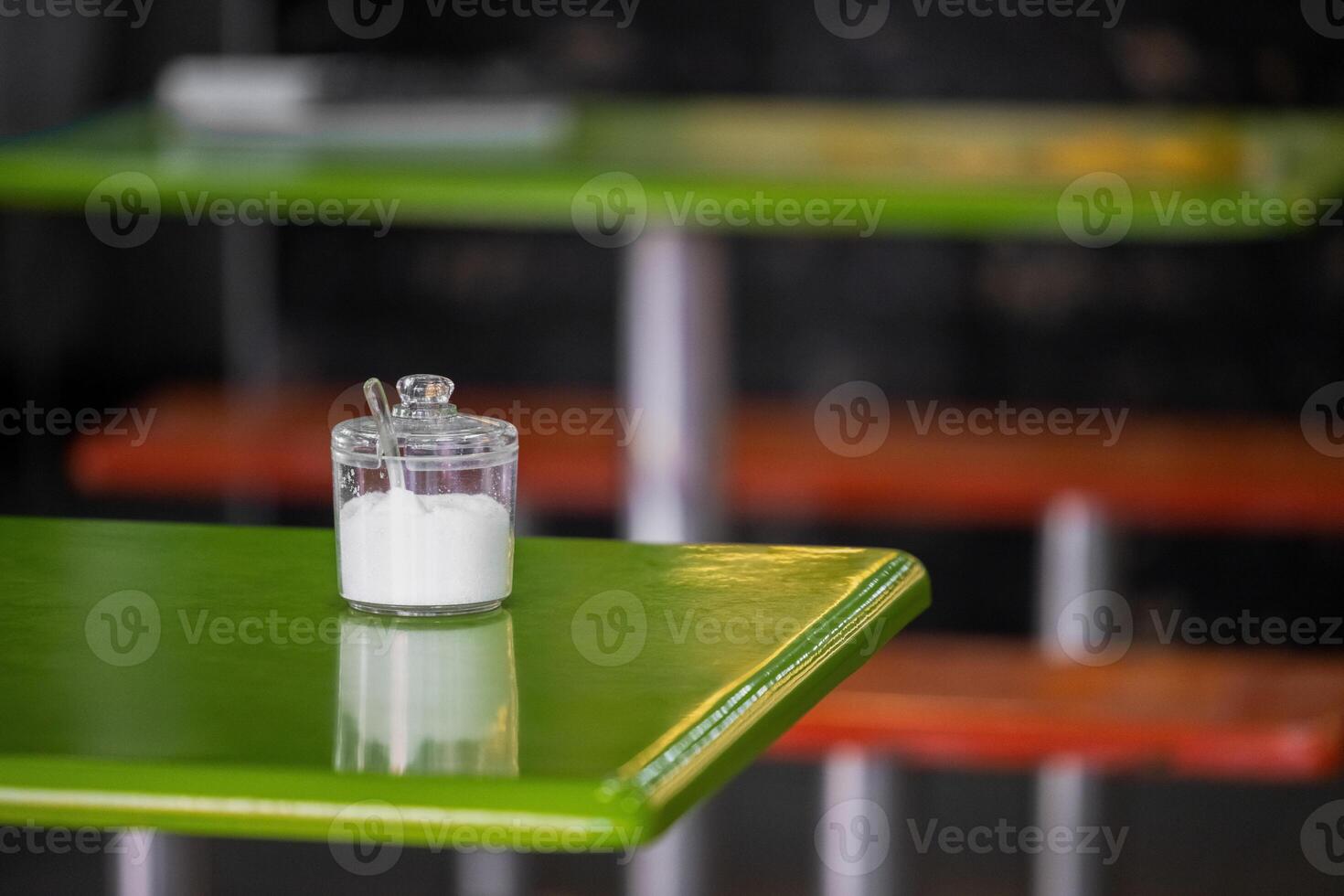 Regular Table Salt on cafe table in Asia photo