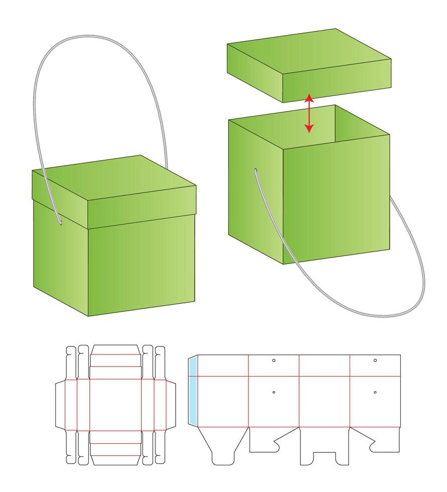 Box packaging die cut template design. 3d mock-up vector