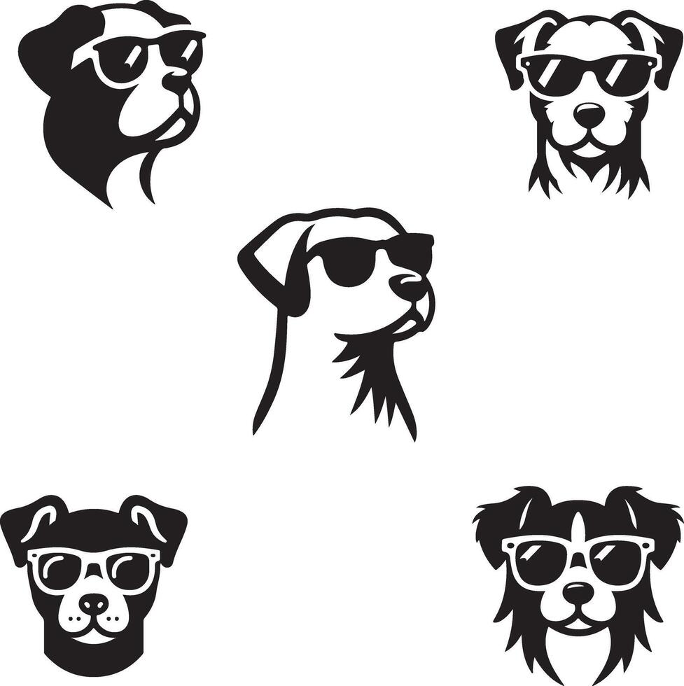Dog with sunglasses silhouette style vector