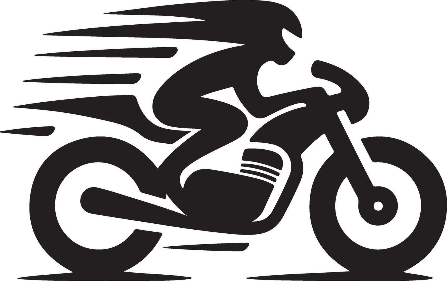 a black and white silhouette of a person riding a motorcycle vector