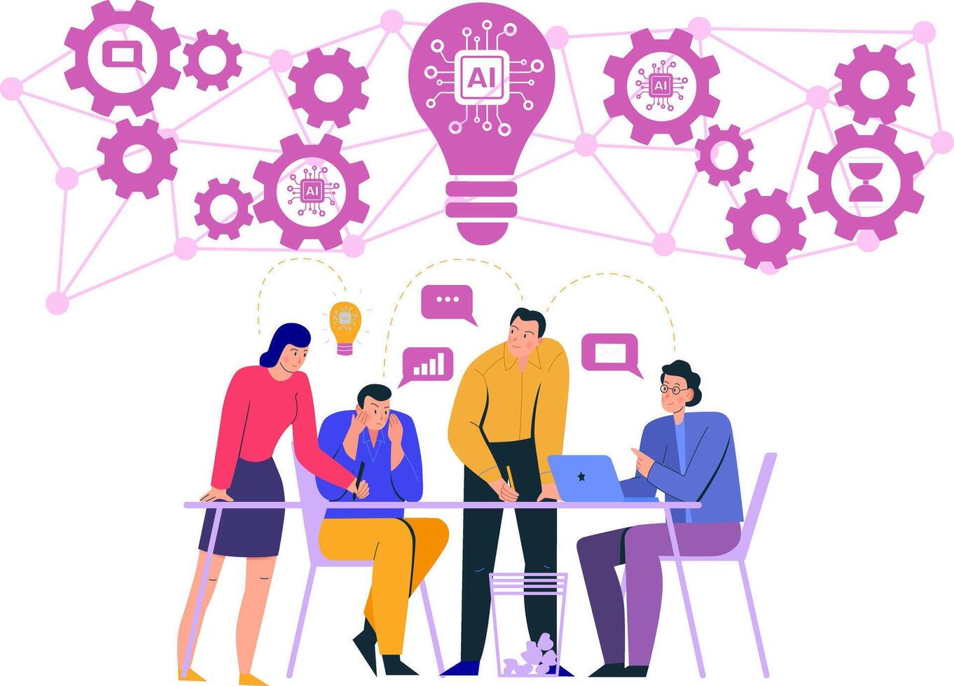 business people team working meeting and brainstorming concepts. illustration. vector