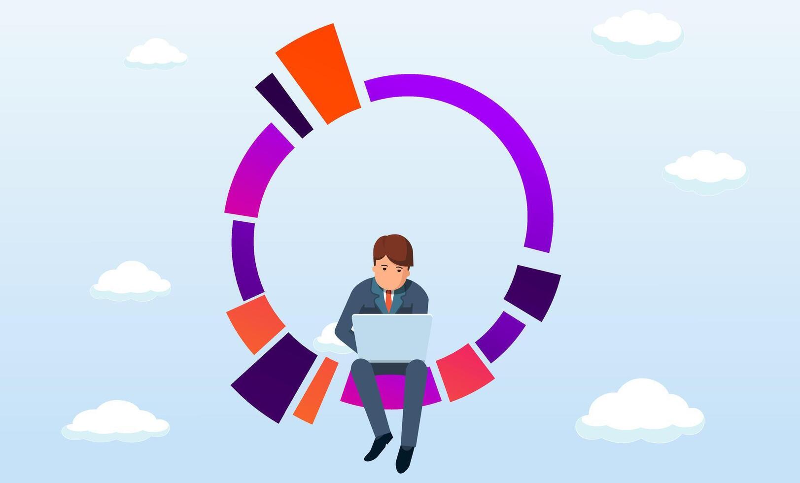 Investment pie chart asset allocation for diversification, financial percentage distribution. vector