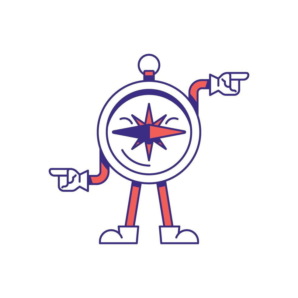 A cartoon character holding a compass vector