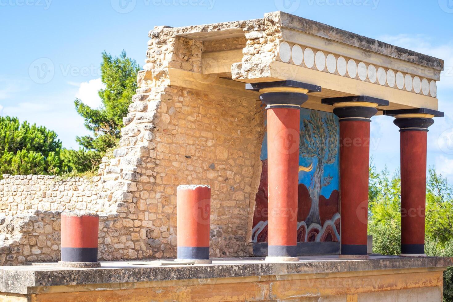 Detail of ancient ruins of famous Minoan palace of Knossos photo