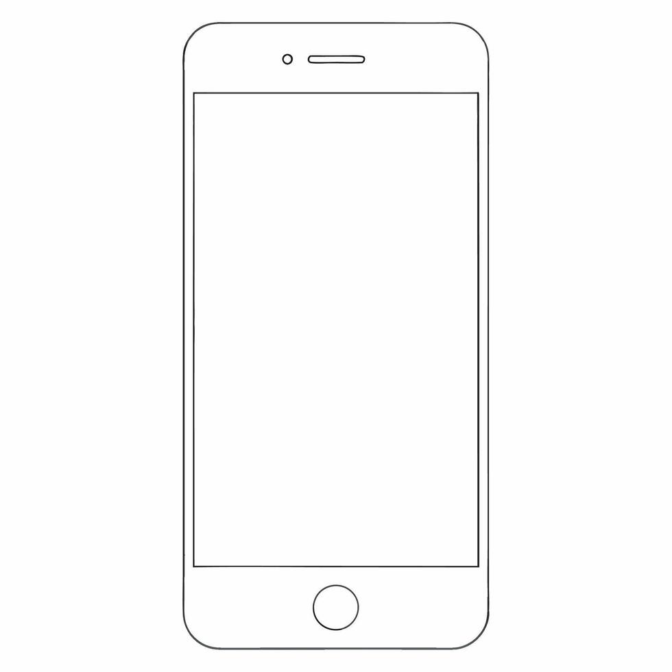 An iphone is shown in a line drawing vector