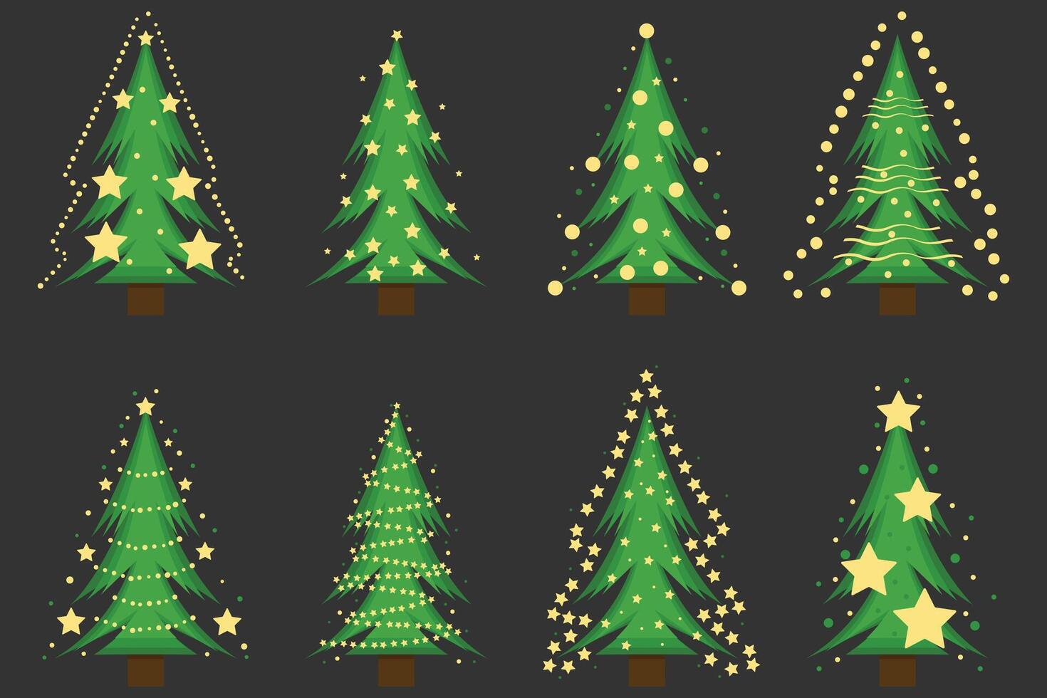 Christmas tree set. Xmas fir-trees and pines. New year trees vector