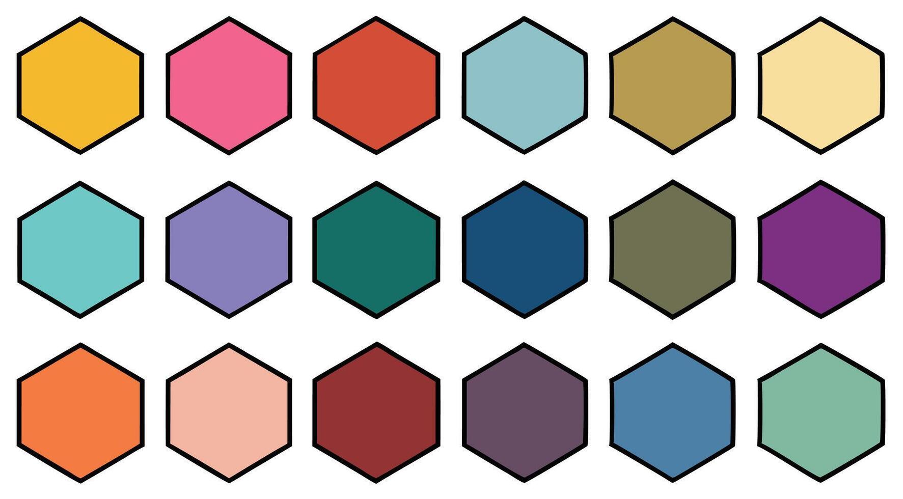 Color palette for hexagon shapes vector