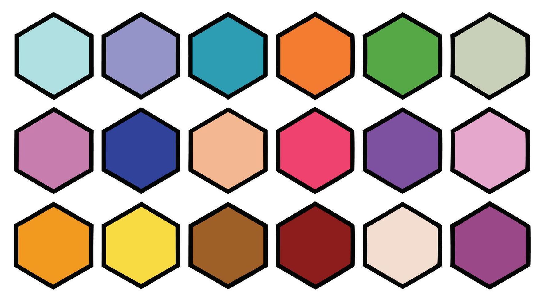Colorful hexagon shapes in different colors vector