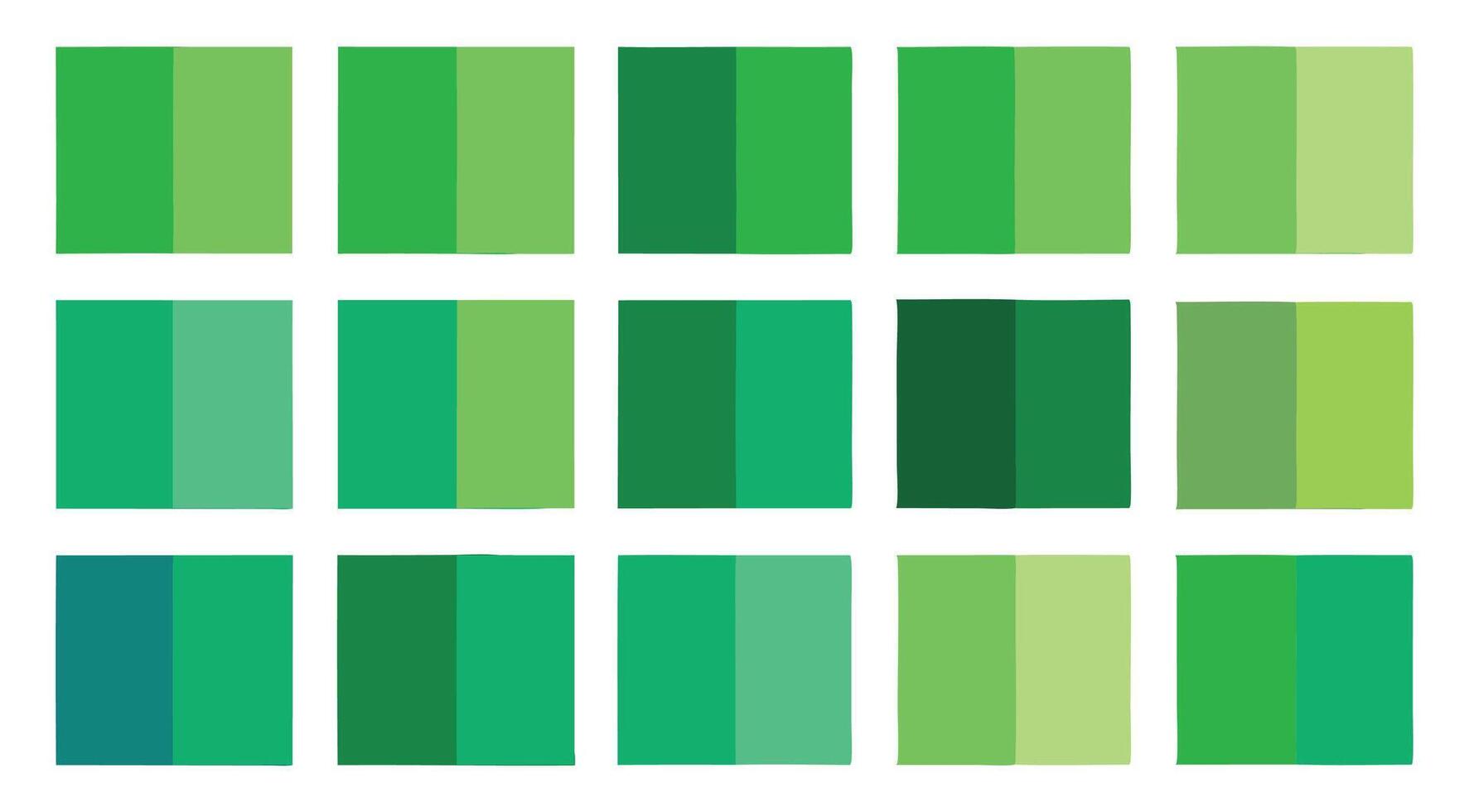 Green color palette with different shades of green vector