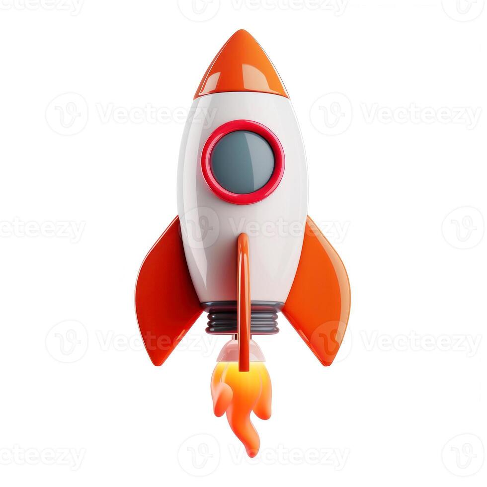 Rocket isolated on a white background. 3d rendering, 3d illustration. photo