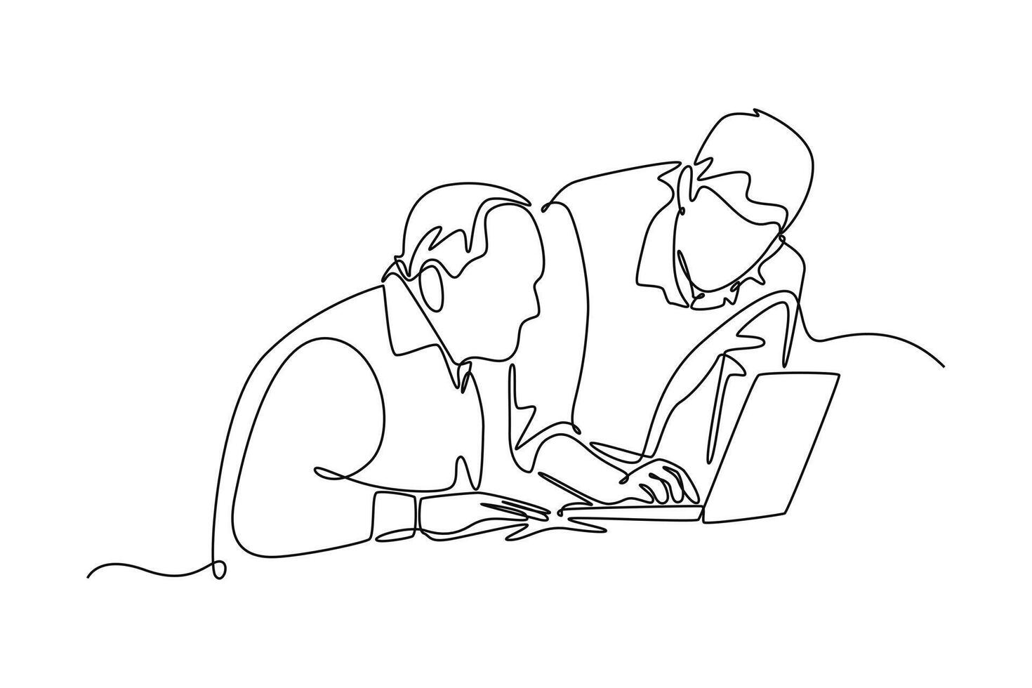 Adult learning concept. Single line draw design graphic illustration. vector