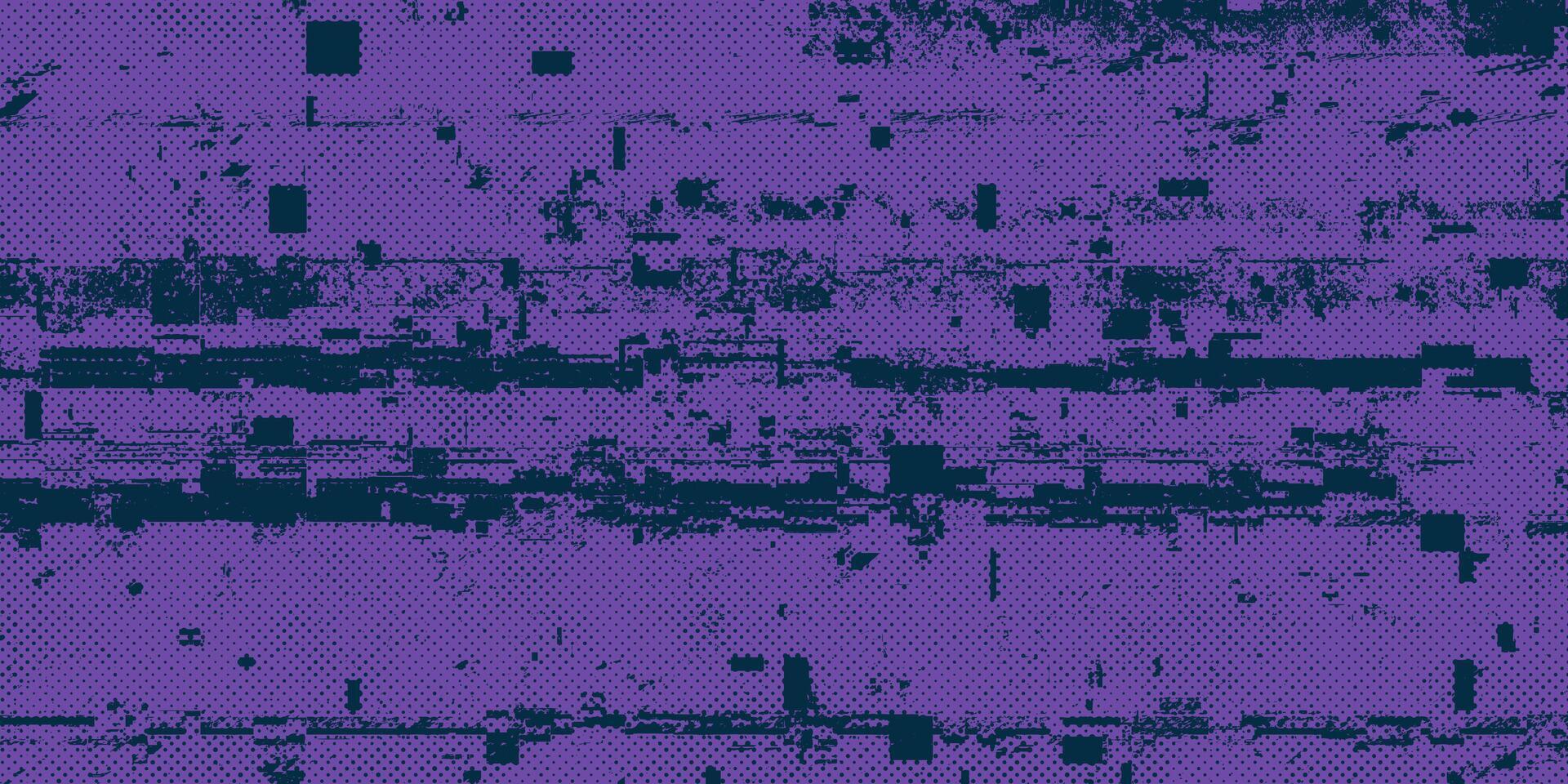 Distressed Glitch with Purple Halftone Effect and Black Texture. Bold texture for modern design projects. vector