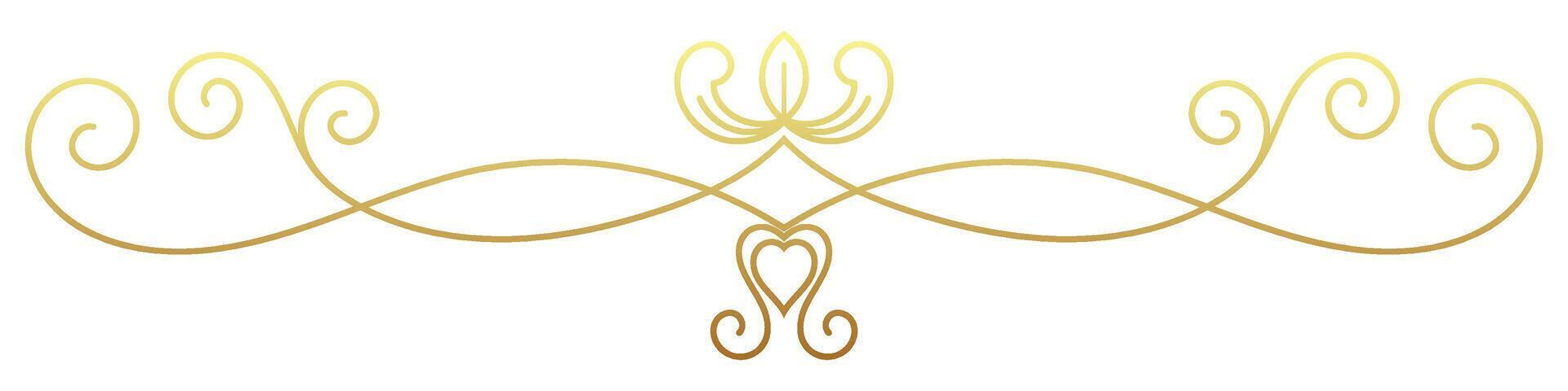 golden vintage dividing line Abstract wooden scrolls for elegant decoration. Retro. vector