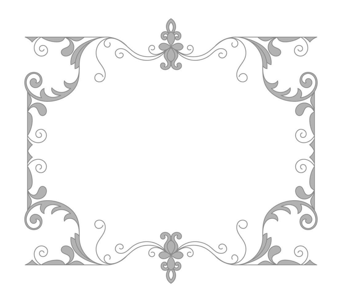 Vintage frame. Gray and black abstract floral frame on black background. vector
