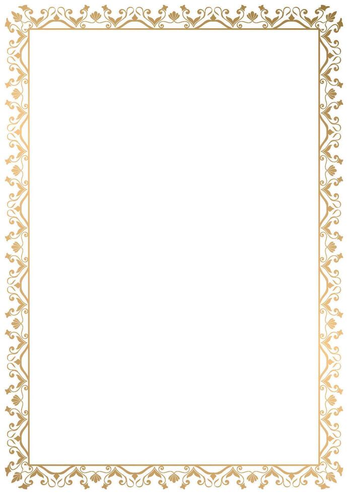 vintage gold border. Border frame with royalty ornaments on white background. vector