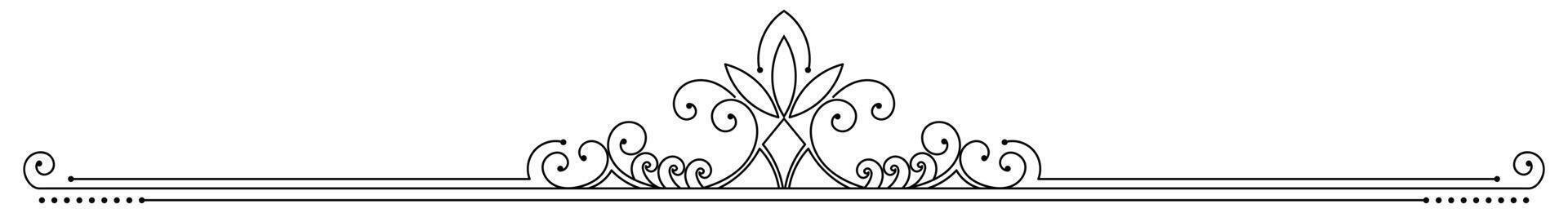 Text line Hand drawn vintage black lines for wedding break. vector