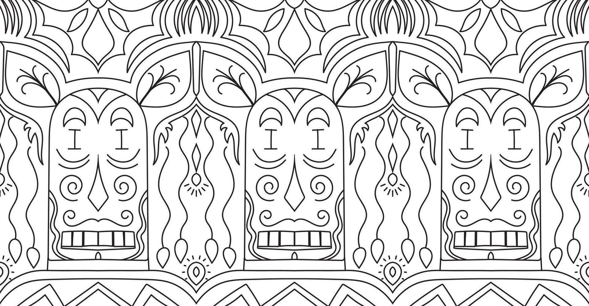 Tribal lines Aztec ethnic tribal hand drawn pattern vector