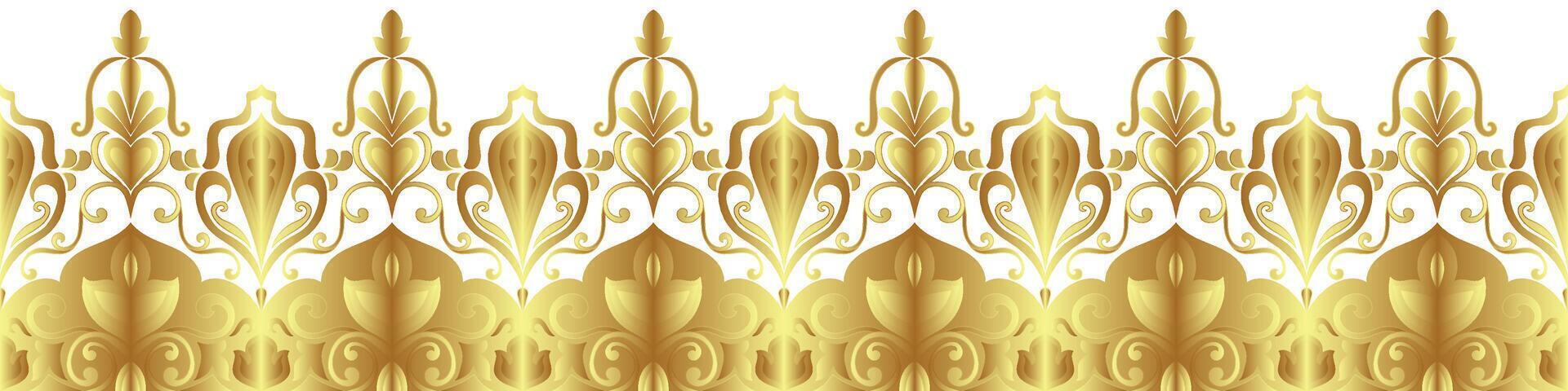 elegant golden seamless border brush abstract pattern vector