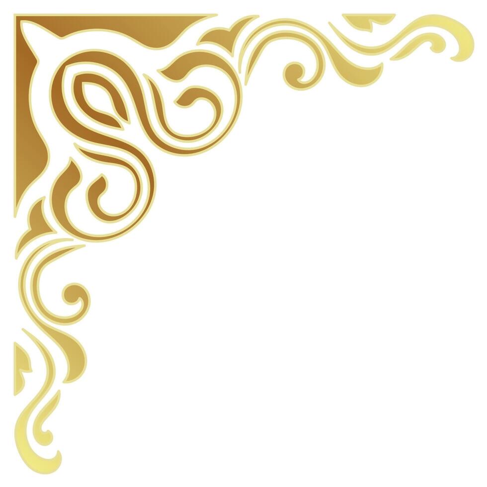 Vintage golden corner decoration with abstract curling lines. golden classic lines vector
