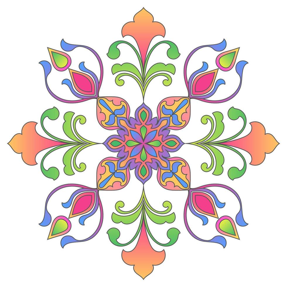 Bright gradient abstract flowers for graphic elements Beautiful decoration on a white background vector