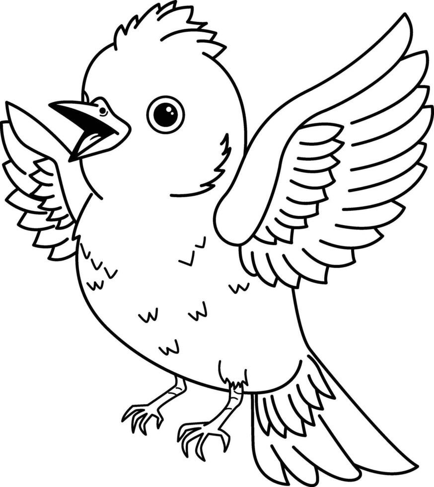 Cute coloring book funny bird vector