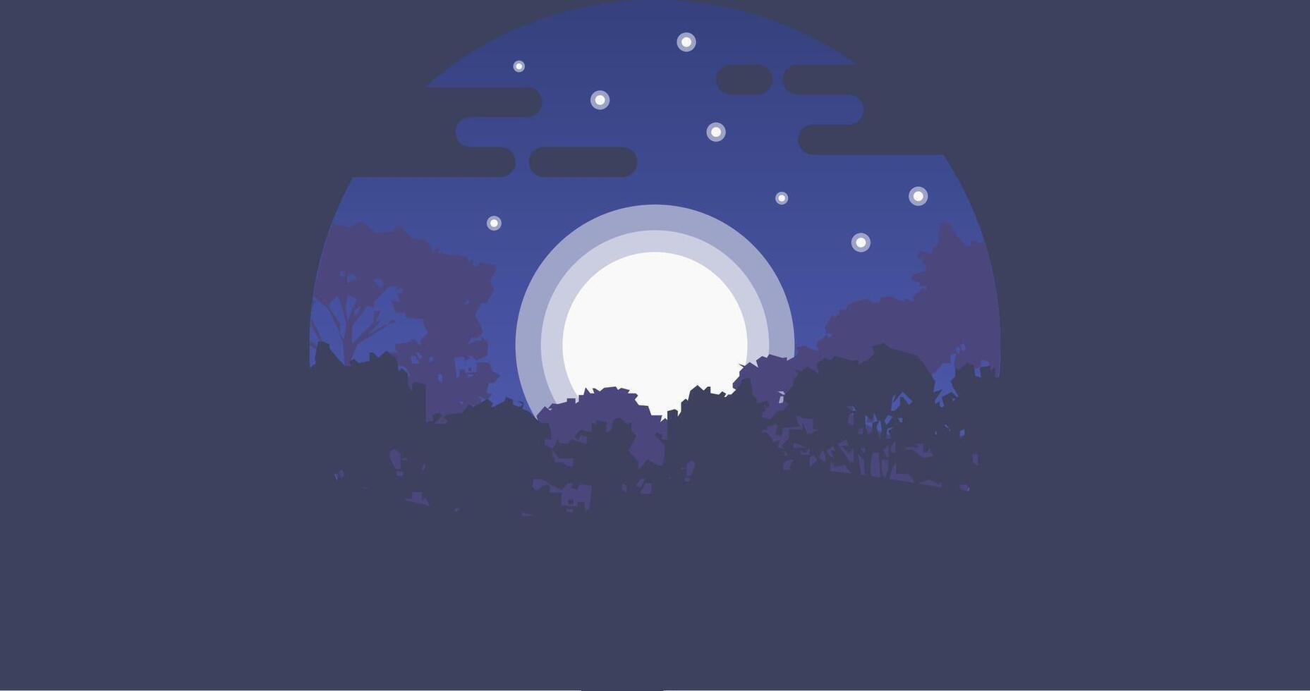 Moon in Night Forest Flat Design vector