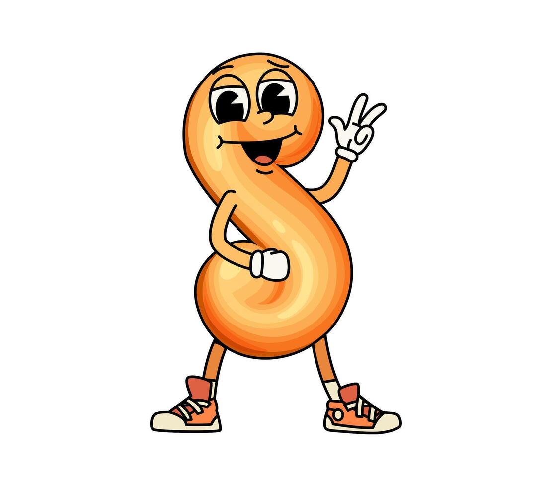 Funny groovy cookie character showing funky vibe vector