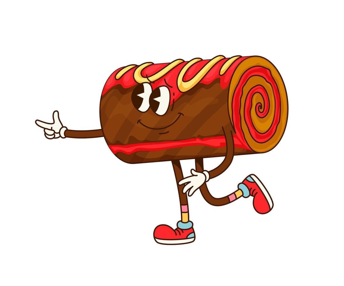 Funny groovy cake dessert funny character vector