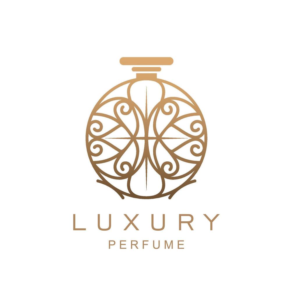 Luxury perfume fragrance bottle with ornament vector