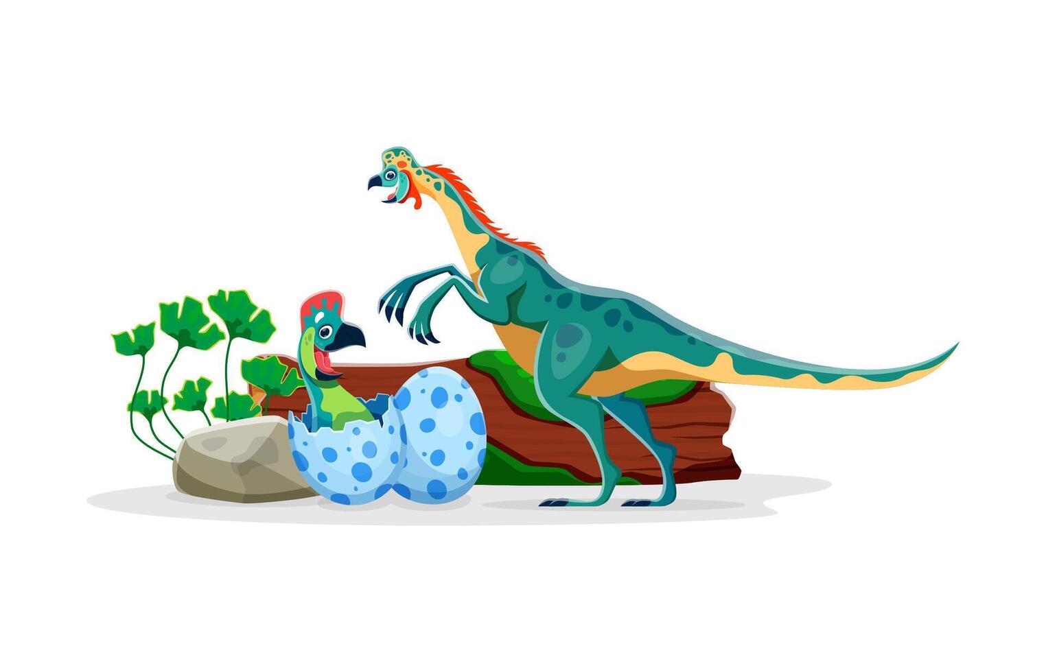Cartoon Oviraptor dinosaur adorable character vector