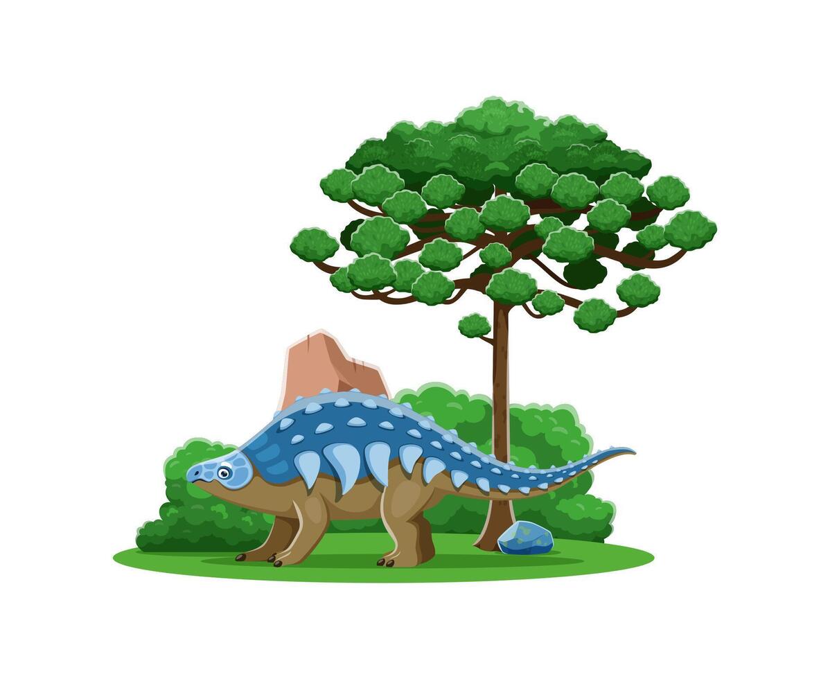 Cartoon dinosaur, prehistoric lizard Panoplosaurus vector