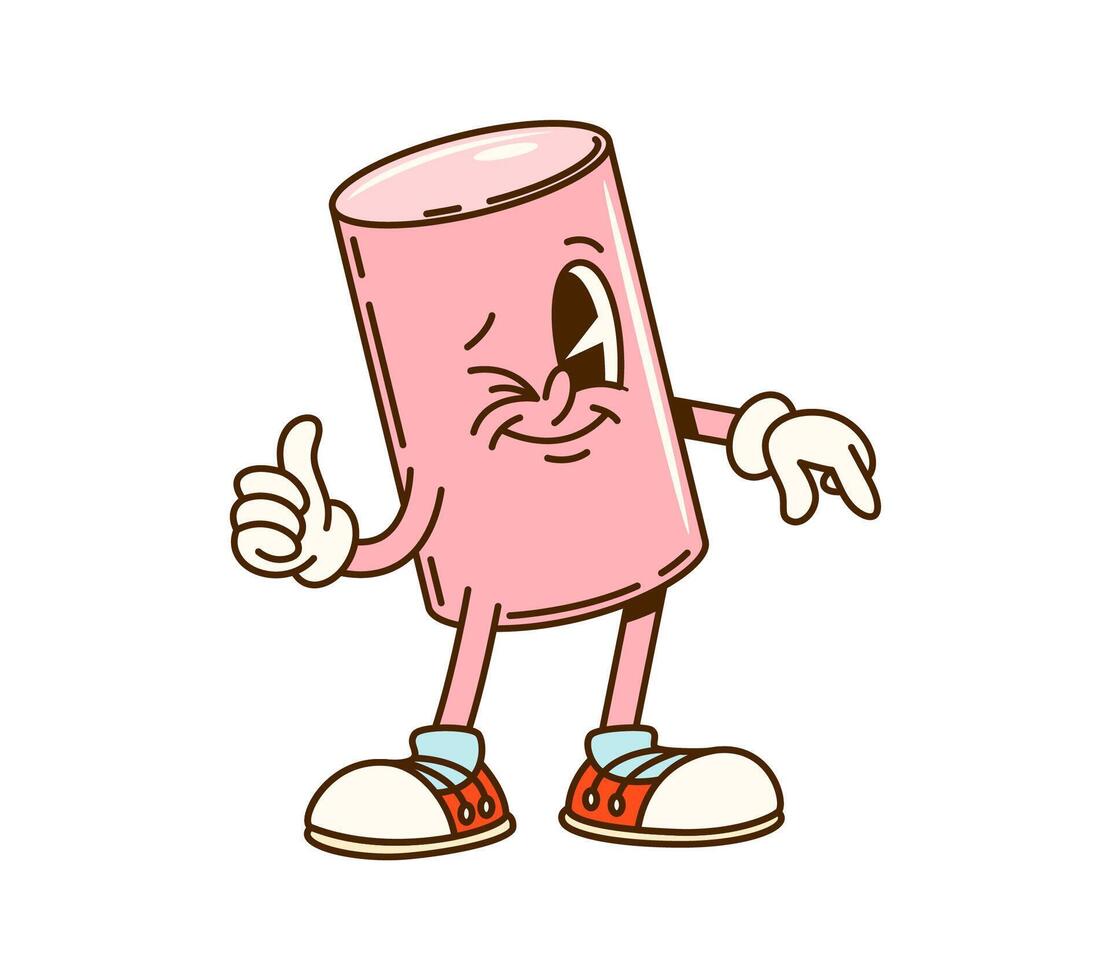Groovy math geometric cylinder figure character vector