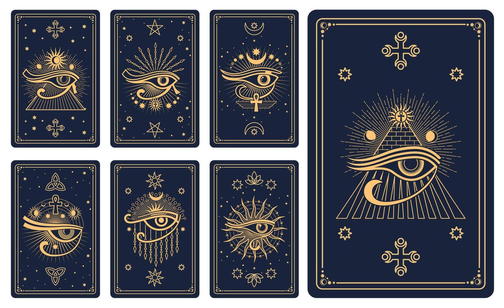 Magic tarot cards with esoteric and occult symbols vector