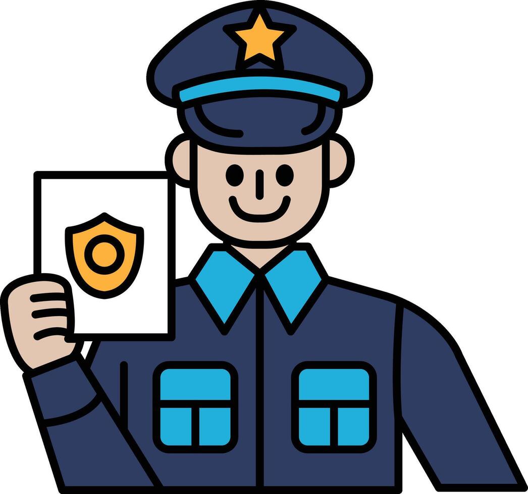A police officer holding a badge and a piece of paper vector
