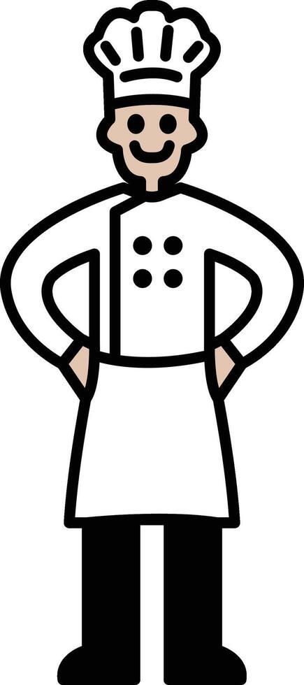 A cartoon chef is smiling and wearing a white apron vector