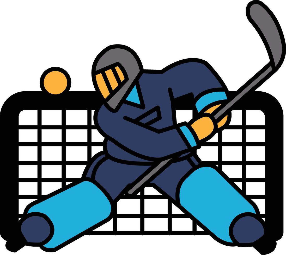 A hockey player is in the middle of a game holding a hockey stick vector