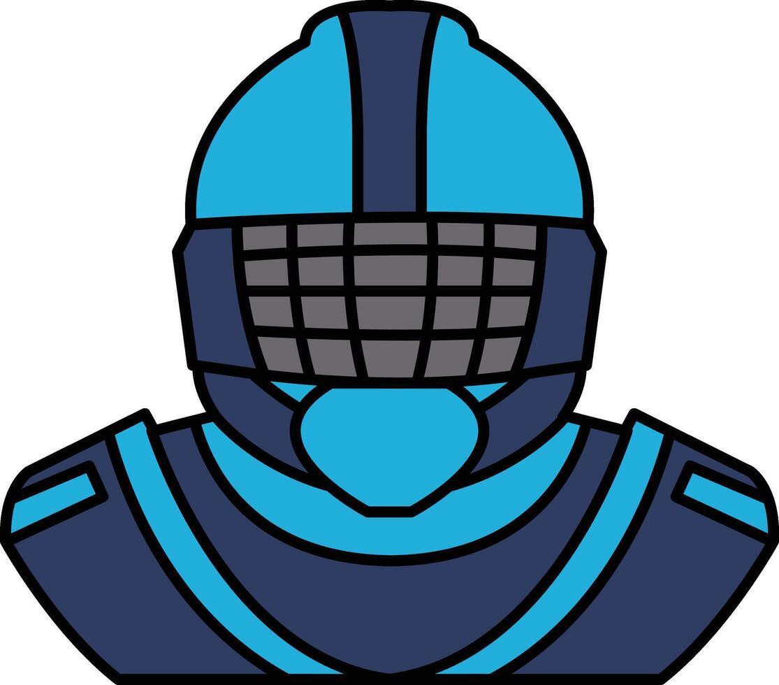 A blue helmet with a black face mask vector