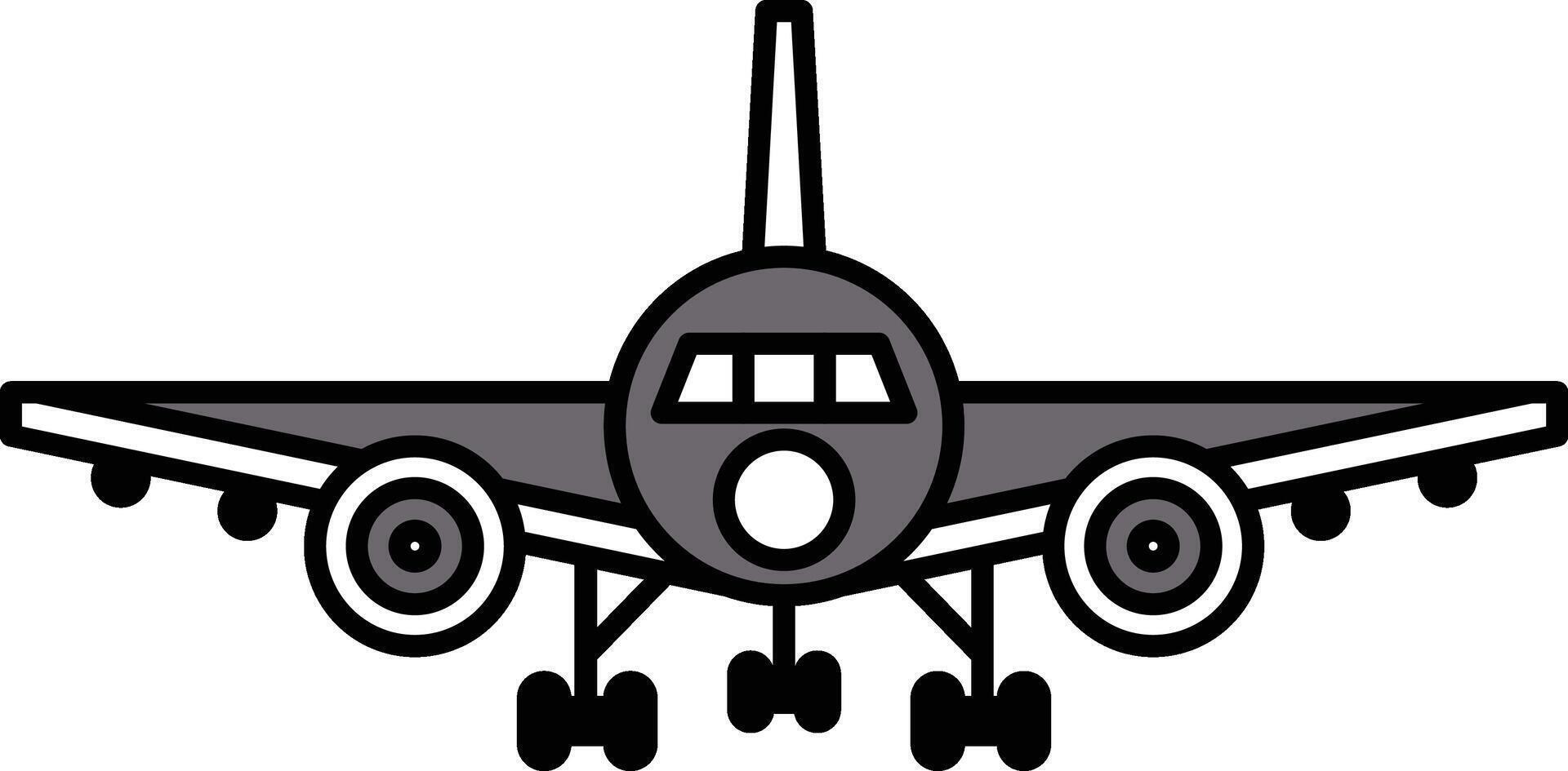 A cartoon airplane with its landing gear down vector