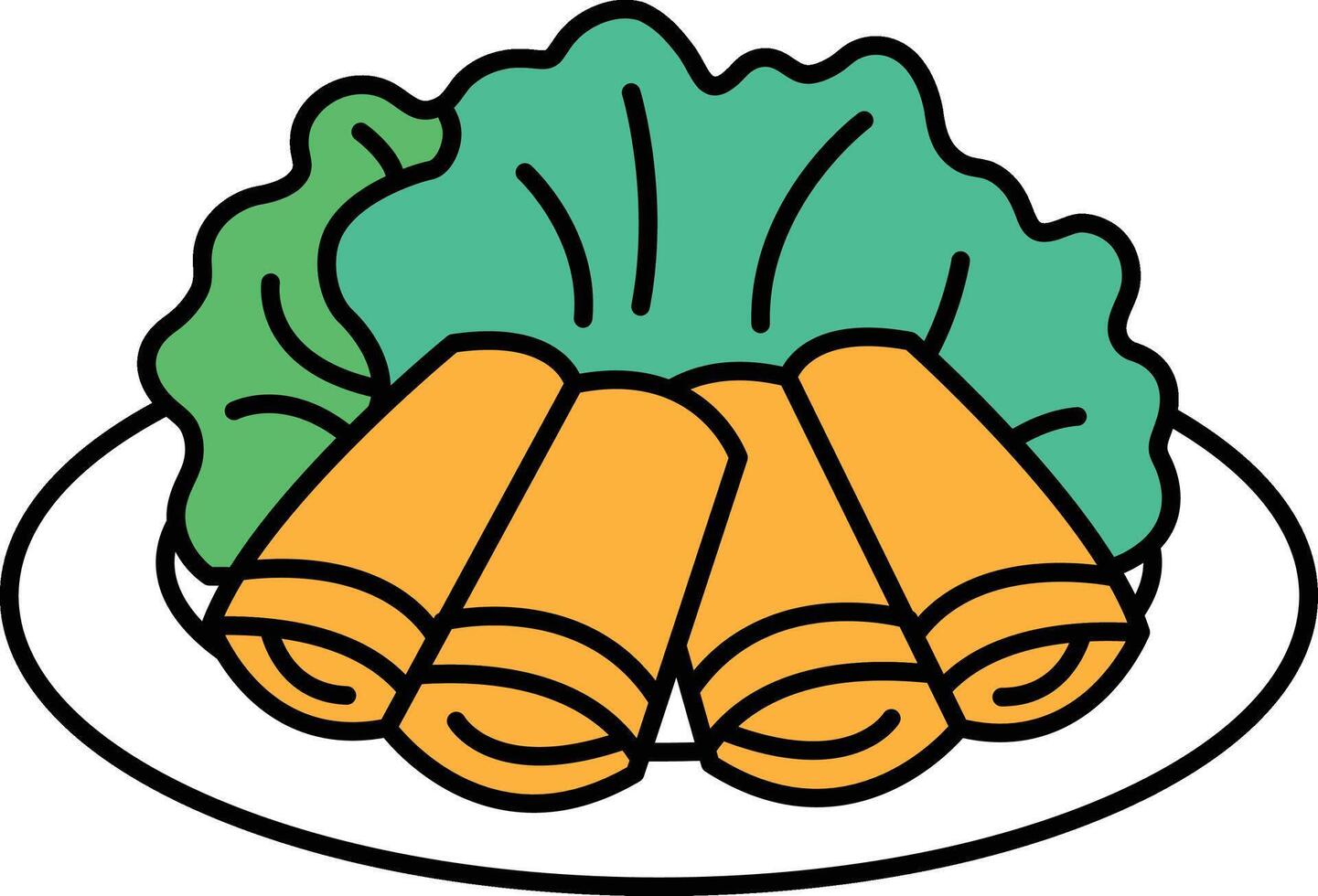 Illustration of spring rolls in line art style vector